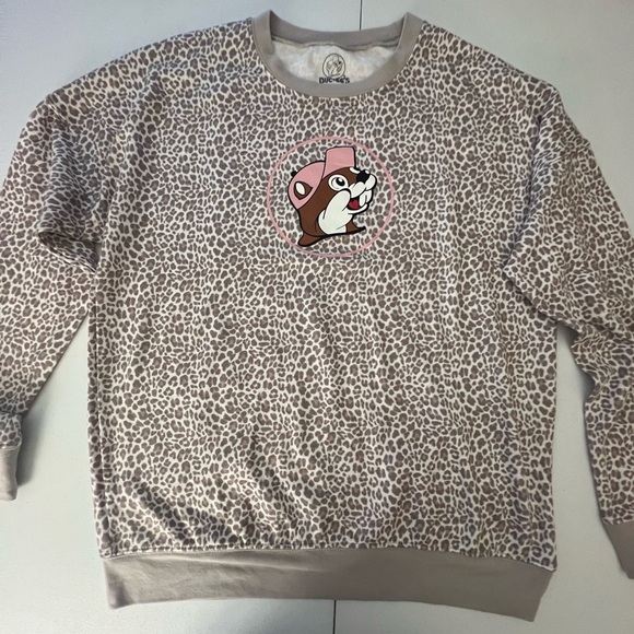 BUC-EE’S TAUPE/TAN ANIMAL PRINT SWEATSHIRT SIZE MEDIUM OVERSIZED UNISEX - Picture 1 of 10